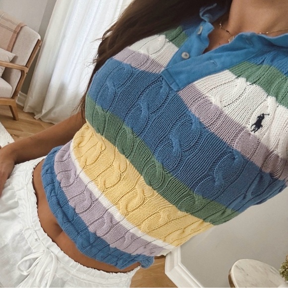 Polo Ralph Lauren Tops - Polo by Ralph Lauren Striped Cable Knit Crop Top